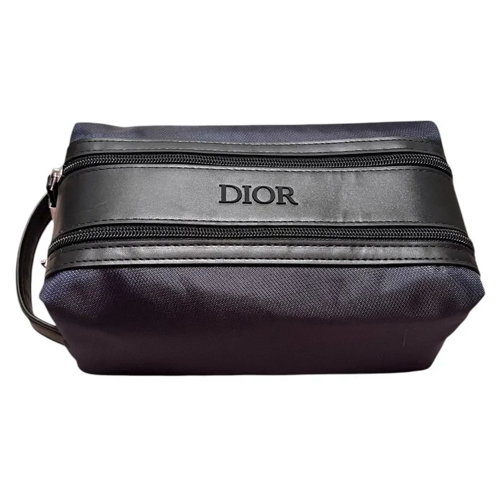 Dior GWP Men Black Blue Double Zipper Travel Pouch - Picture 3 of 8